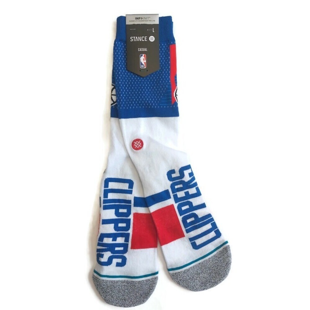 Stance Mens L (9-13) Los Angeles Clippers Shortcut 2 Infiknit Casual Crew Socks - Picture 2 of 6